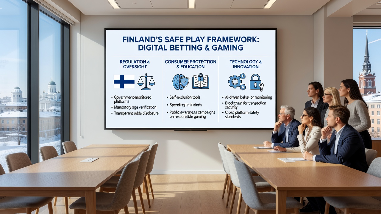 Digital interfaces displaying responsible gaming tools and limit-setting features used in Finland